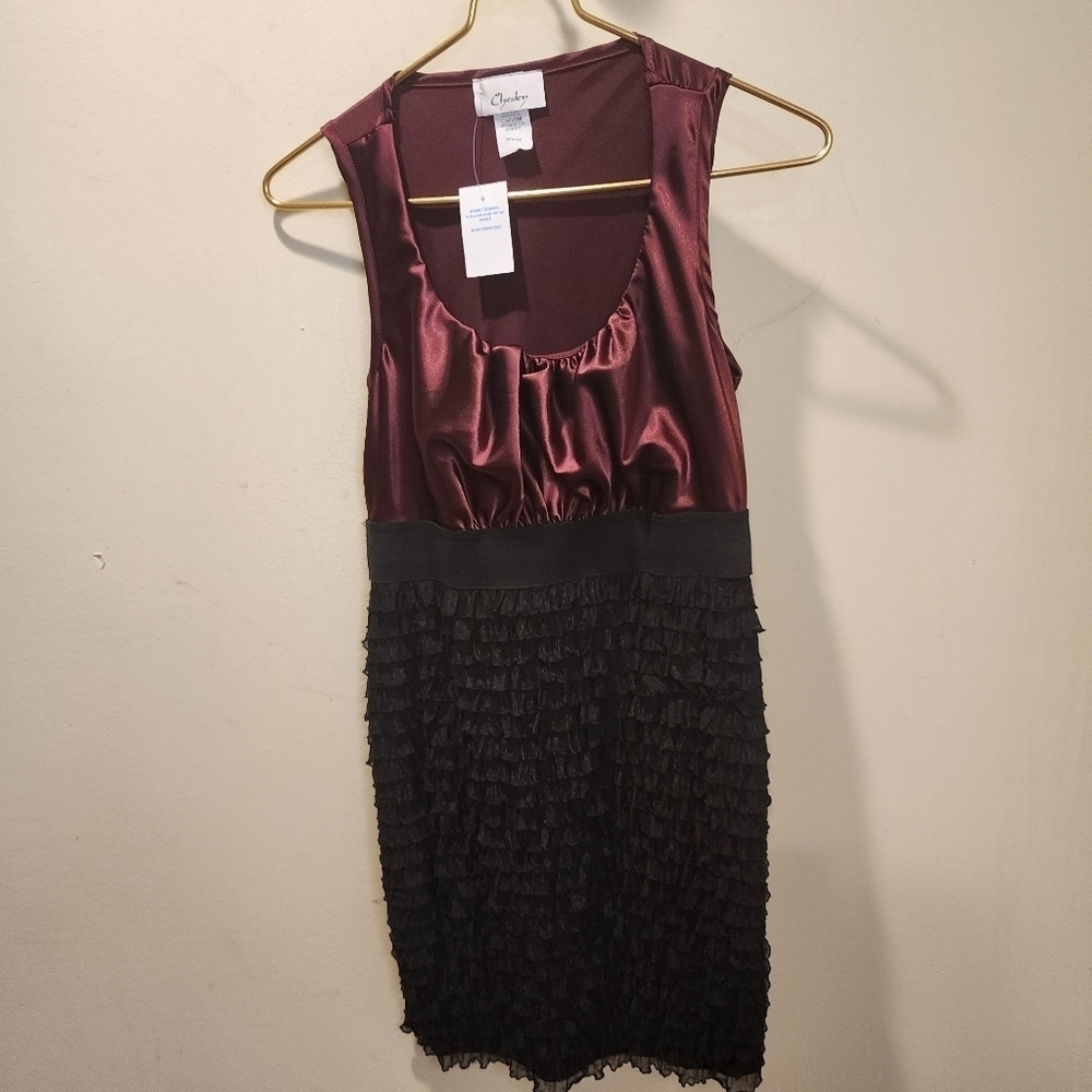Chesley satin burgundy and blazer cocktail dress size S